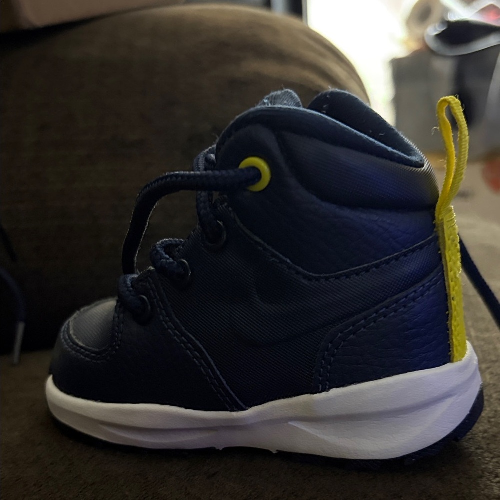 Kids Navy and Yellow High-Top Sneakers